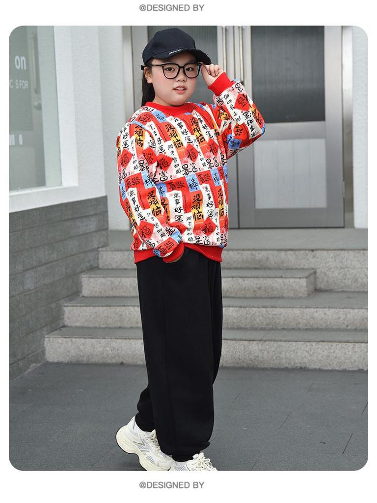 Plus Size Velvet Hoodie for Chubby Girls, Ages 7-15 – Slimming Autumn/Winter One-Piece Base Layer