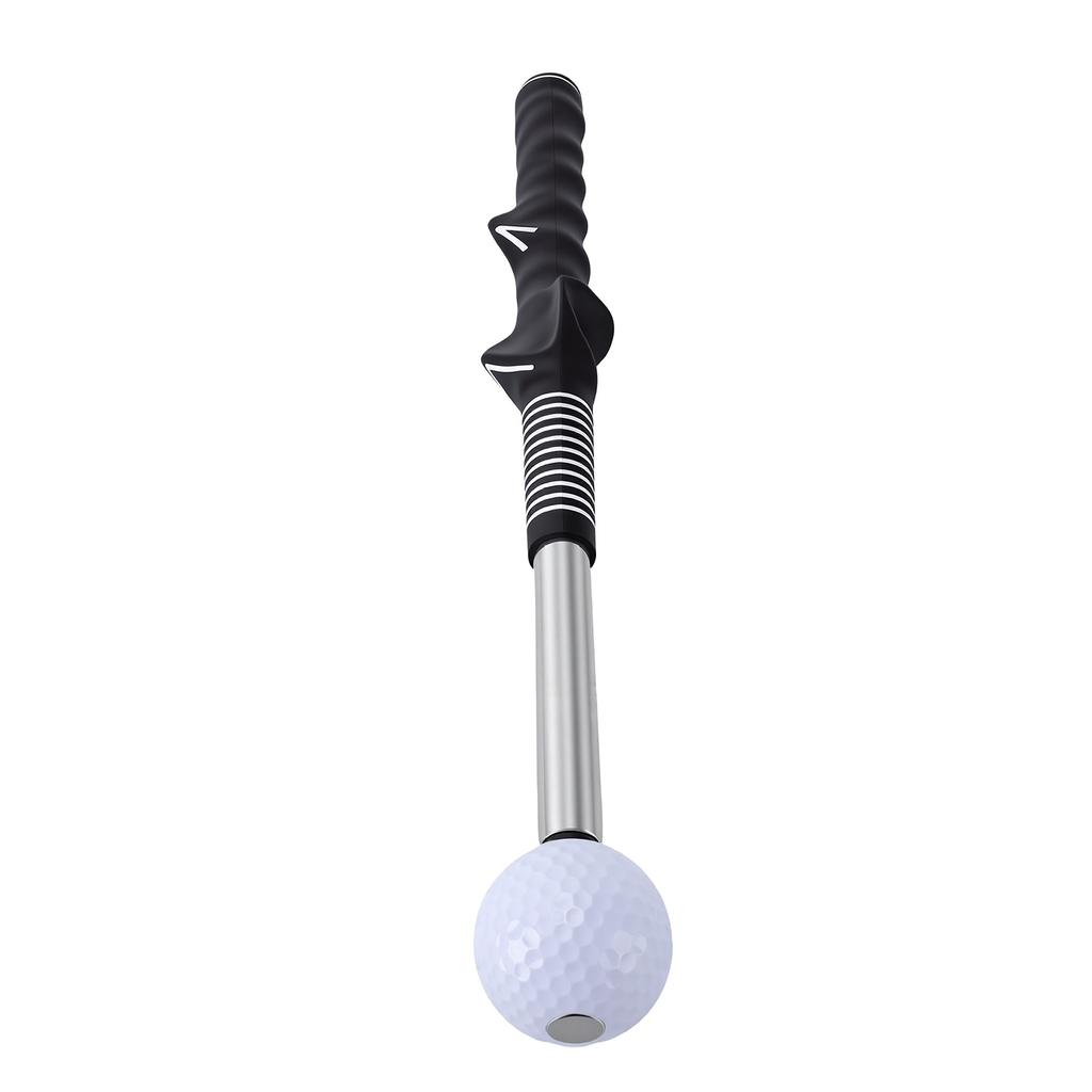Swing Trainer Aid Right Hand Click Feedback Retractable Swing Trainer Practice Stick with Black Grip White Ball