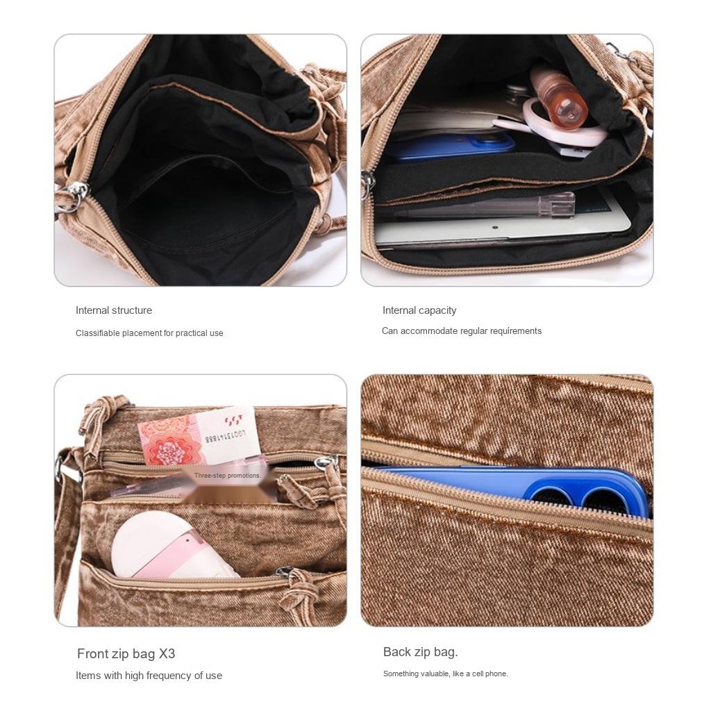 Xeie Thuk Borsa a Tracolla Unisex Denim Multi Scomparto Quotidiana