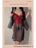 Vintage Lace See-Through Lingerie with Tie-Up Bib - Hanfu Nightgown and Sleep Skirt