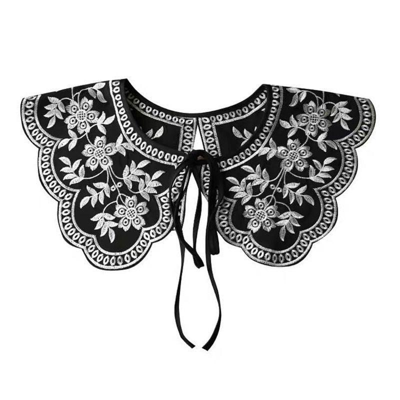 

Вышитый цветочный фальшивый воротник Милый воротник-стойка Лолита Съемный воротник для блузки Маленькая шаль Топ для женщин