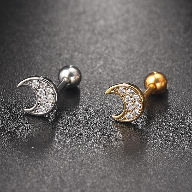 1Pcs Zircon Earring For Women Ear Bone Nail Cartilage Earring Spiral Stud Earrin