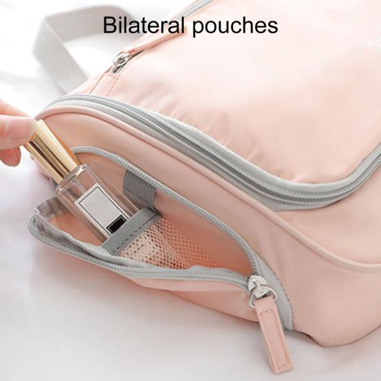 Yousheng Travel Toiletry Bag Cosmetic Organizer with Hanging Hook 2 Side Pockets Waterproof Portable Makeup Bag for Business Trips Overnight Stays