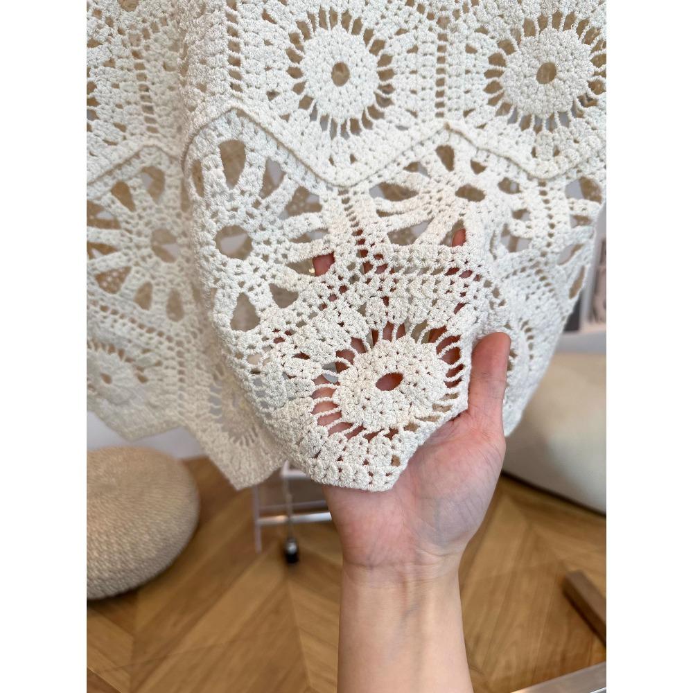 Dimanaf 2025 New Skirt Women Knitting Lace Solid Hollow Out Sexy Hollow Summer Style Loose Basic