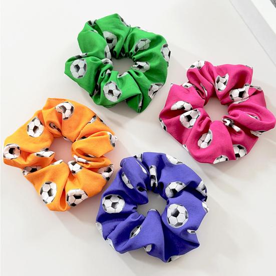 Hair Tie Soccer Themed Pattern Large Size Hair Rope High Elasticity Ponytail Holder Sports Hair Accessories