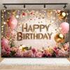 Gold Glitter Pink Blue Birthday Party Photo Backdrop Balloon Star Booth Banner Poster Adult Theme Party Decoration Supplies Gift