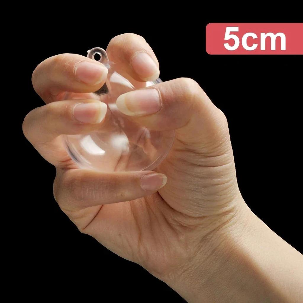5/6/8/10CM Christmas Transparent Balls Hollow DIY Plastic Fillable Bauble Xmas Tree Hanging Ornaments Home Party Gifts Box Decor