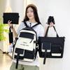 5pcs Backpack Junior High School Students Elementary School Students College Large Capacity, Versatile, Campus Leisure, Dirt Resistant Backpack