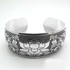 Women Vintage Ethnic Style Open Jewelry Tibetan Silver Bangle Wide Cuff Bracelet