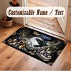 Skull Gothic Theme Crystal Velvet Floor Rug Personalized Custom Name Text Warm Carpet Home Decoration