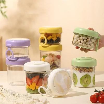 Tasse à Salade de Petit-Déjeuner aux Fruits et Avoine et Yaourt à 1/2 Couches avec Cuillère Grande Capacité Transparente Salade de Fruits et Légumes Bol Scellé Récipient Alimentaire