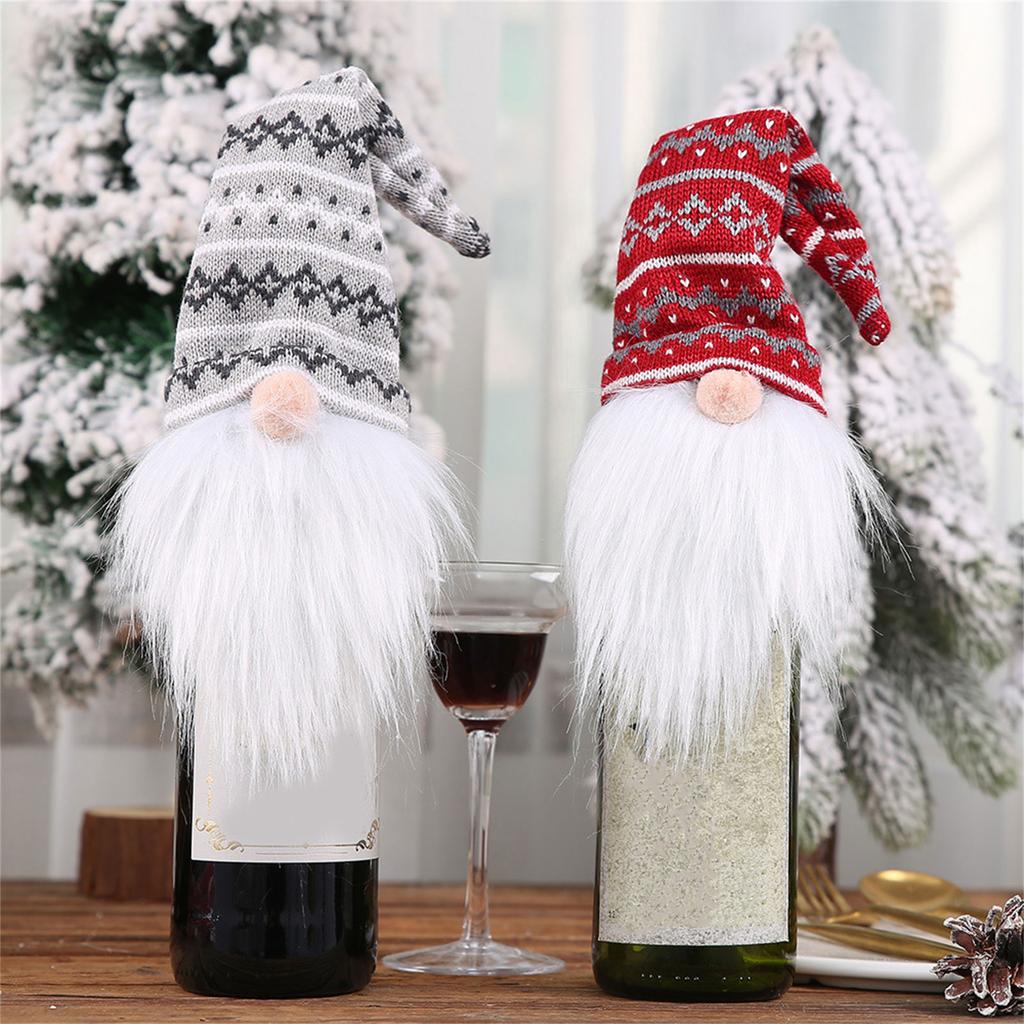 Knitted Santa Bottle Toppers User Friendly Christmas Decoration For Holiday Tabletop Decors And Family Gatherings