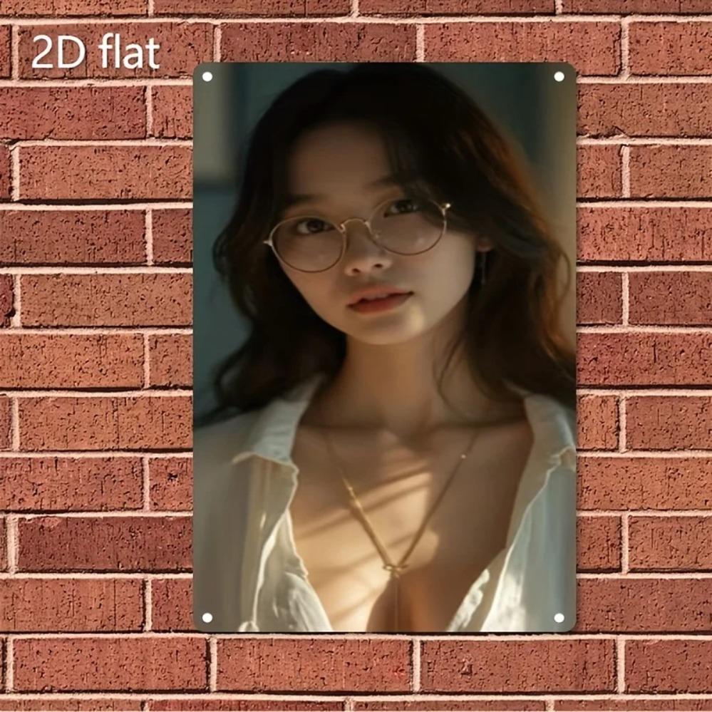 Markenname Metall-Wandkunst-Dekor, Elegantes Asiatisches Frauen Gesicht Minimalistische Wandkunst für Zuhause Café Bar Modernes Hausdekor Geschenk