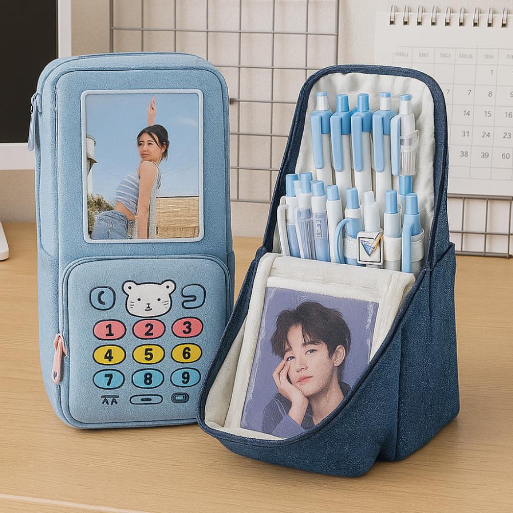 Kawaii Denim Pencil Bag Large Capacity Stationery Storage Bag Pencil Case  Office Accessories