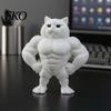 Cute Cat Statue Muscle Statue, 3D Printed Standing Muscular Figurine, Funny Quirky Lover Gift Idea Kitten Desk Ornament for Living Room, Bedroom,
