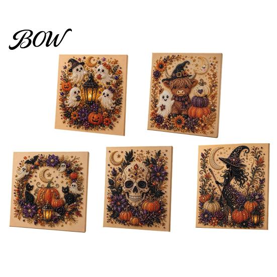 Artigianato Creativo per Feste di Halloween Fantasma Perla Sintetica Arte Kit Fai da Te, Pittura Artigianale Decorazione con Perline 3D Spettrale, Muro Gotico per Adulti Principianti Kit Festivo