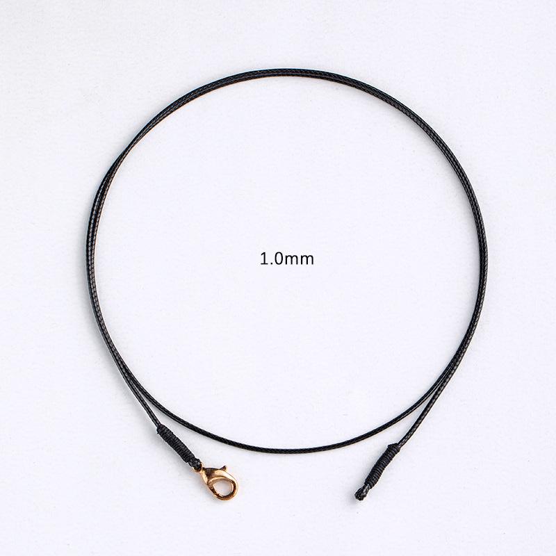 Handmade Black Waxed Leather Necklace with Gold Pendant