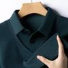 2025 New Men'S Casual And Fashionable Long Sleeved Solid Color Fake Two-Piece Polo Shirt Business All Season Versatile Top