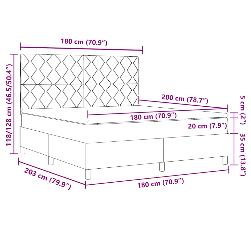 Boxspring Bed with Headboard Black 180 x 200 cm Fabric