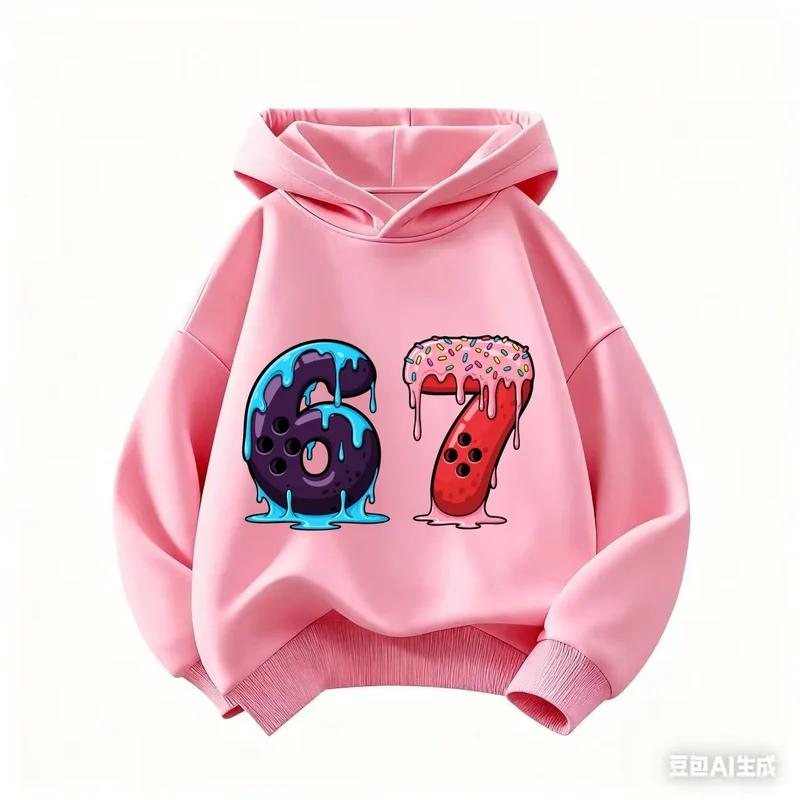 Cartoon Girls Boy Hoodie 67 Six Seven Print Clothing Rouba a BrainRot Brainrot Sweatshirt Kids Fashion Tops