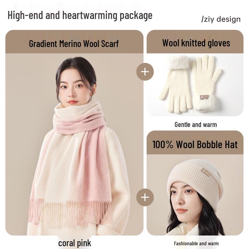 ZIY Women's 100% Wool Autumn Winter Scarf & Shawl