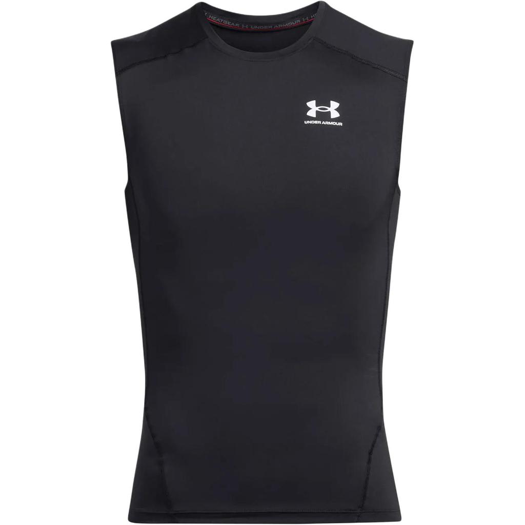 Under Armour HeatGear Round Neck Letter Print Sleeveless Moisture Wicking Slim Fit T-Shirt Men T-Shirts Black White 1361522-002