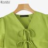 ZANZEA Women Casual V-Neck Summer Short Sleeve Dress