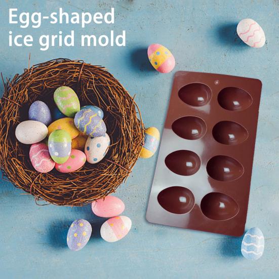 Egg Shaped Silicone Mold for Baking 8-Cavity Food-Grade Non-Stick Chocolate Molds Flexible Easter Freezer Molds Dishwasher Safe Cake Jello
