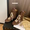 Retro Leather Boxing Boots Women's Autumn 2025 New British Style Martin Boots Maillard Platform Mid-tube Short Boots