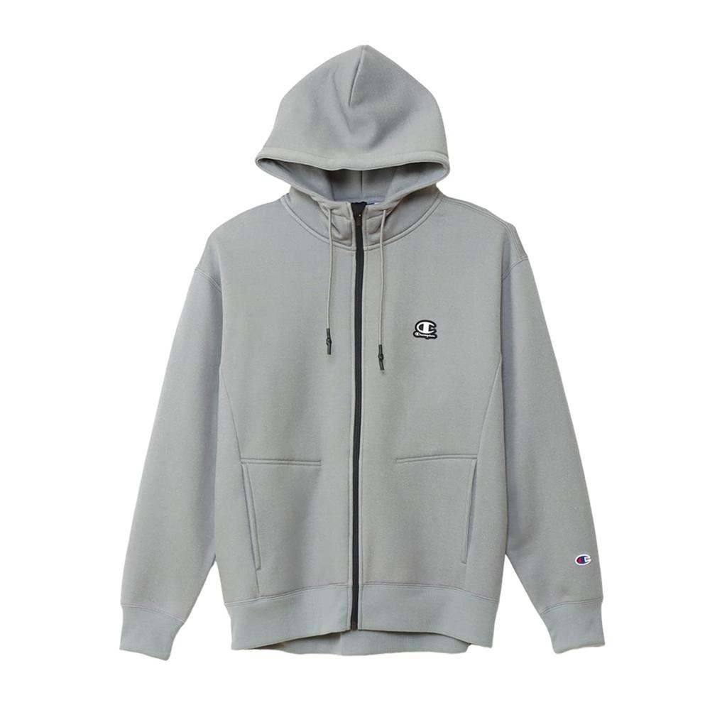Champion Long Sleeve Stretch Hoodie with Script Logo and TECH TERRY Zip Oxford Size M Men's WEAVE® Hoodie, Gray, (C3-YS105)