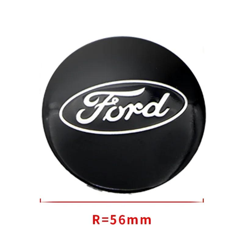 Samolepka na auto Ford Nový 2025 Horká 4ks 56mm Černý Středový kryt náboje kola auta Znak Logo Emblem Nálepka Samolepka na kolo Styling Pro Ford Focus