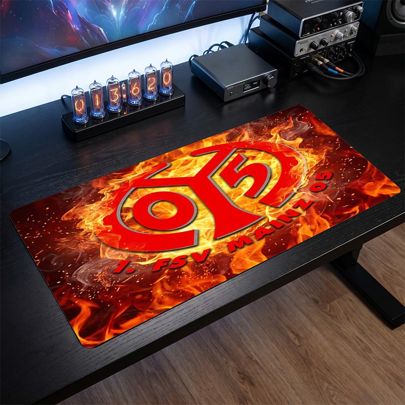 Mainz FC Theme Pattern Mouse Pad, Soccer Logo Design XXL Gaming Desk Mat Non-Slip Computer Mouse Pad