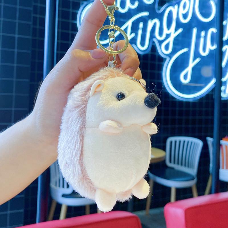 Plush Hedgehog Keychain With Pearl Chain For Bag And Gift For Kids