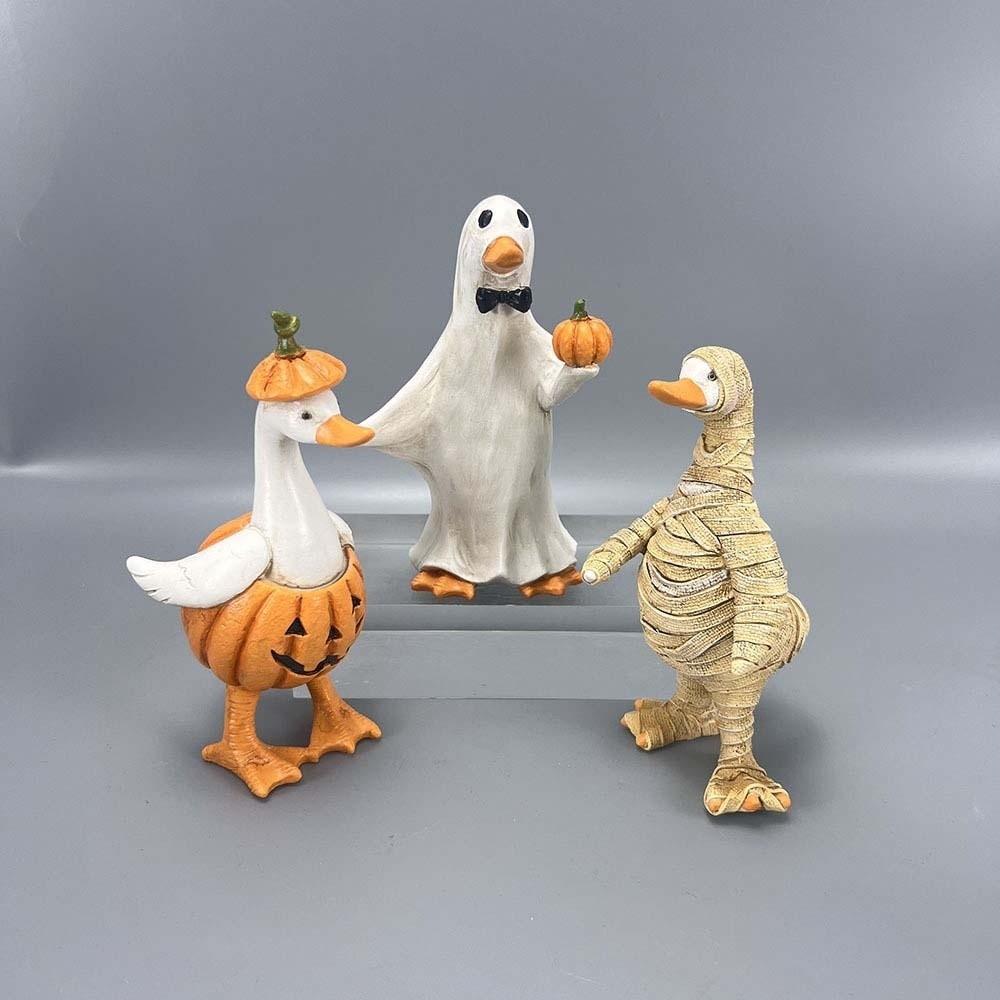 Lebendige 3D Halloween-Entenfigur Kreative Geister-Kürbis-Skulptur Veranda-Dekoration
