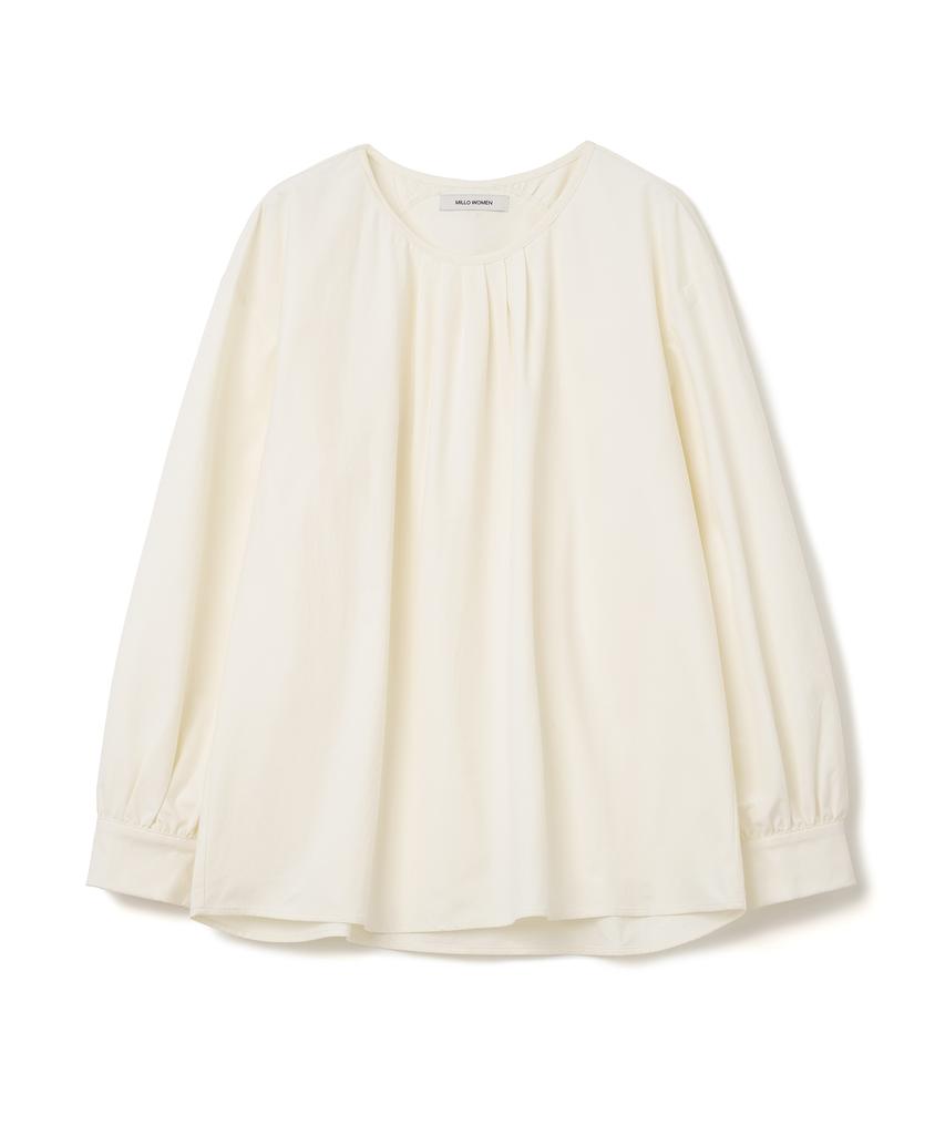 MILLO WOMEN Round Shirred Blouse [Ecru]