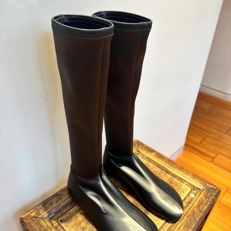 French Retro Round Head Sleeve Autumn and Winter New Flat Bottomed Knight Boots for Women