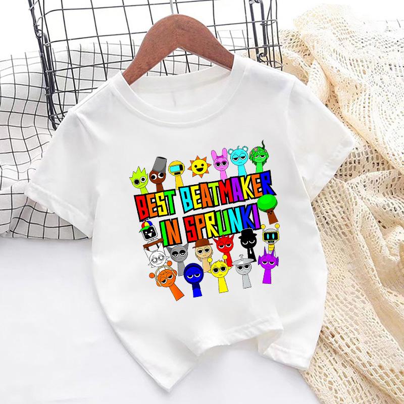 Sprunki Character Game Print Cartoon Cute Kids T Shirt Girls Summer Tops Baby Boys Clothes Children Short Sleeve O-Neck T-shirts