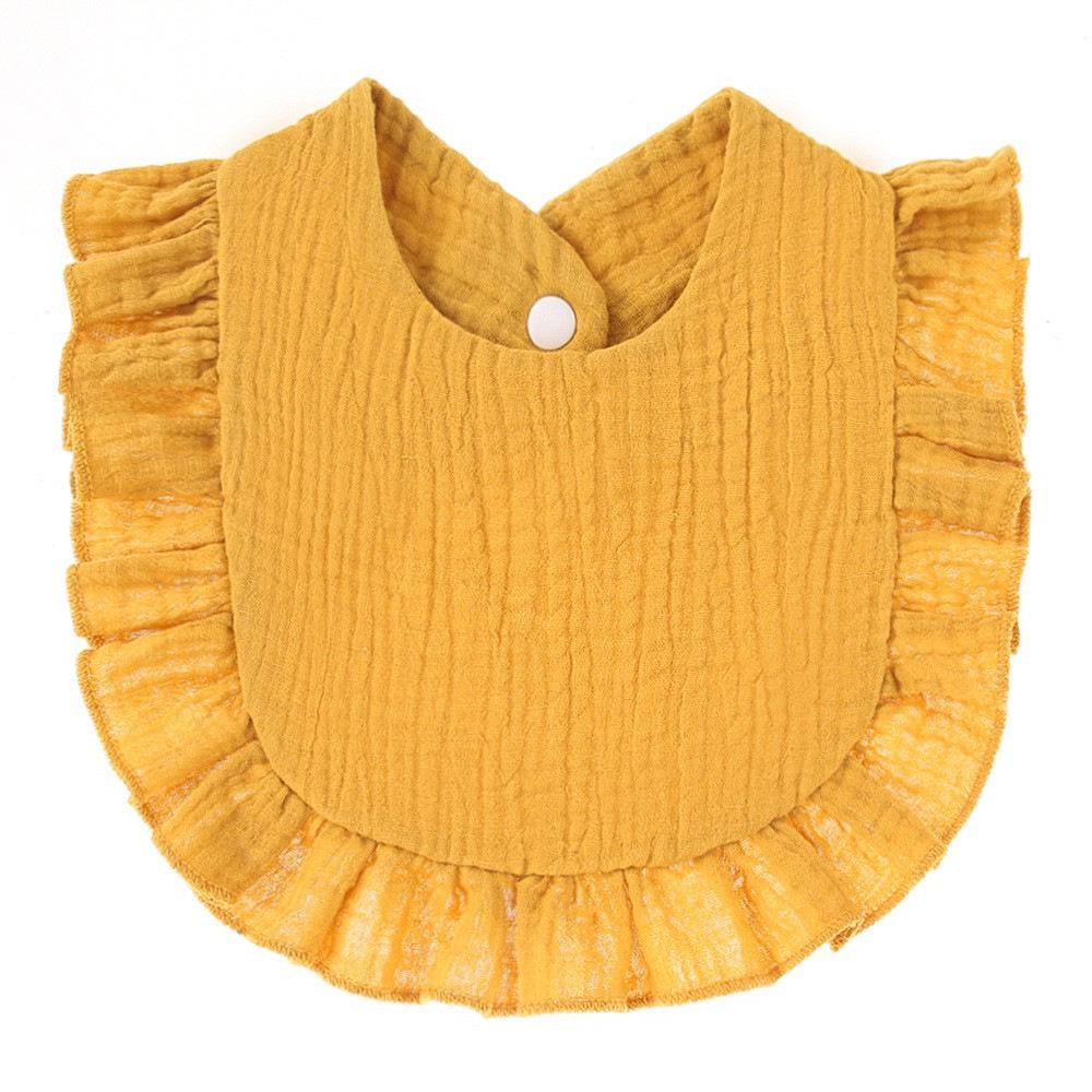 Ruffled Pure Cotton Baby Bibs with Lace Trim