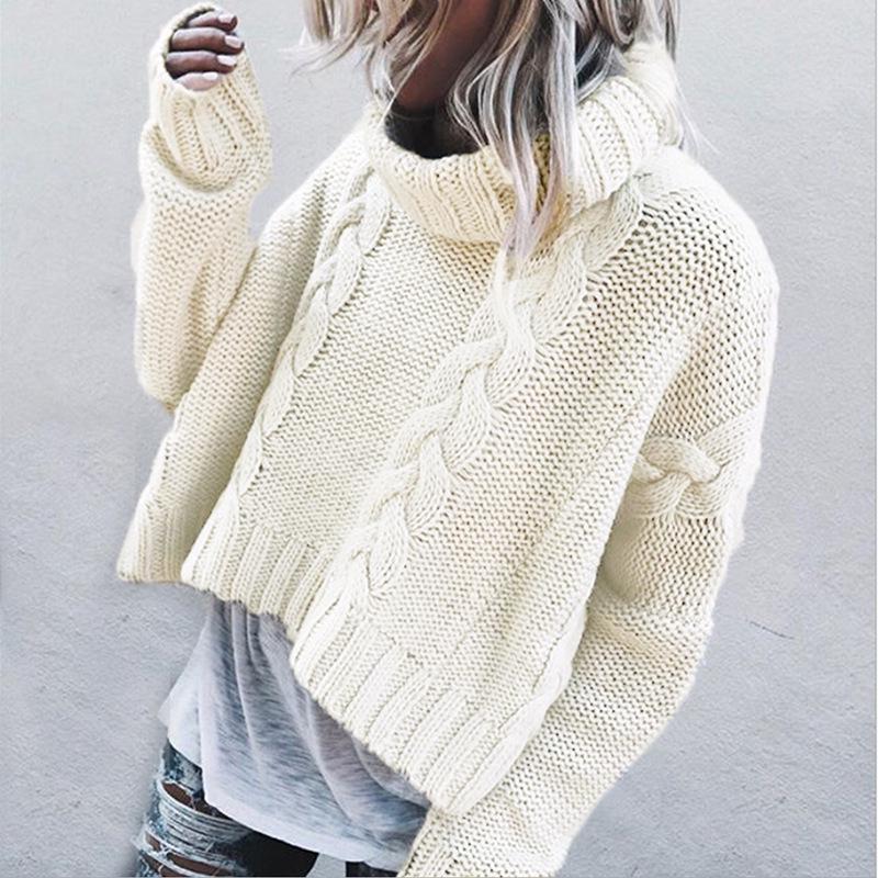 2025 Autumn/Winter Oversized Cable Knit Turtleneck Sweater