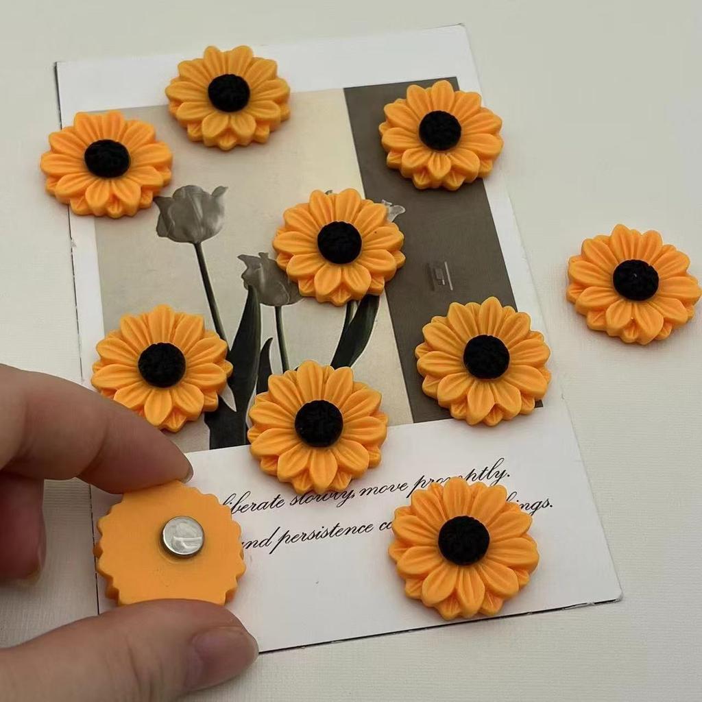6pcs Sunflower Resin Refrigerator Magnets Creative Cute Magnetic Stickers Home Kitchen Decoration Magnets