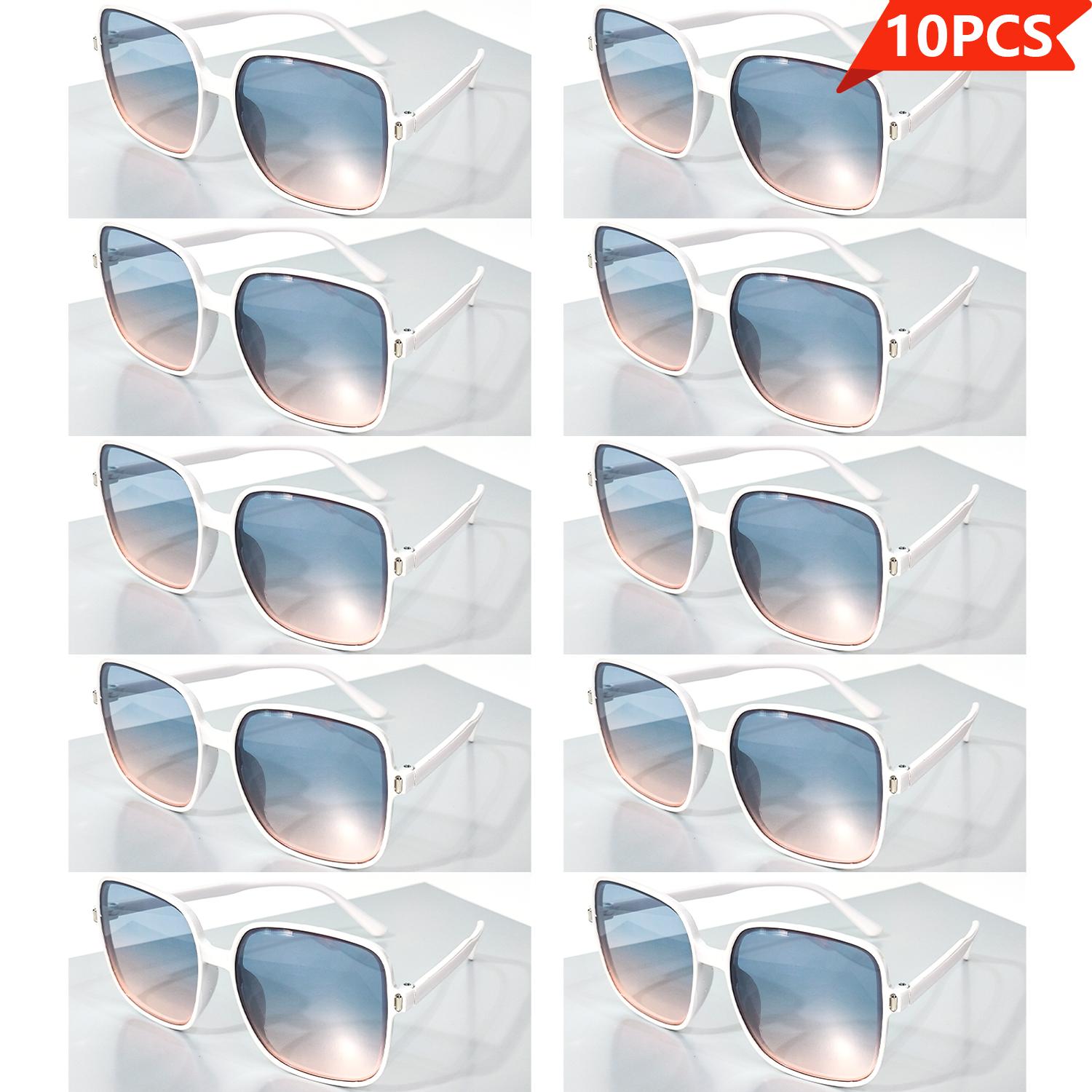

10Pcs Trendy Retro Large Frame Square Glasses For Women Men Stylish Unisex Eyewear For Everyday And All Kinds Of Occasions
