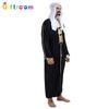 Elegante Disfraz de Príncipe Árabe Para Hombre Con Rica Tela de Poliéster Negro Para Eventos de Halloween