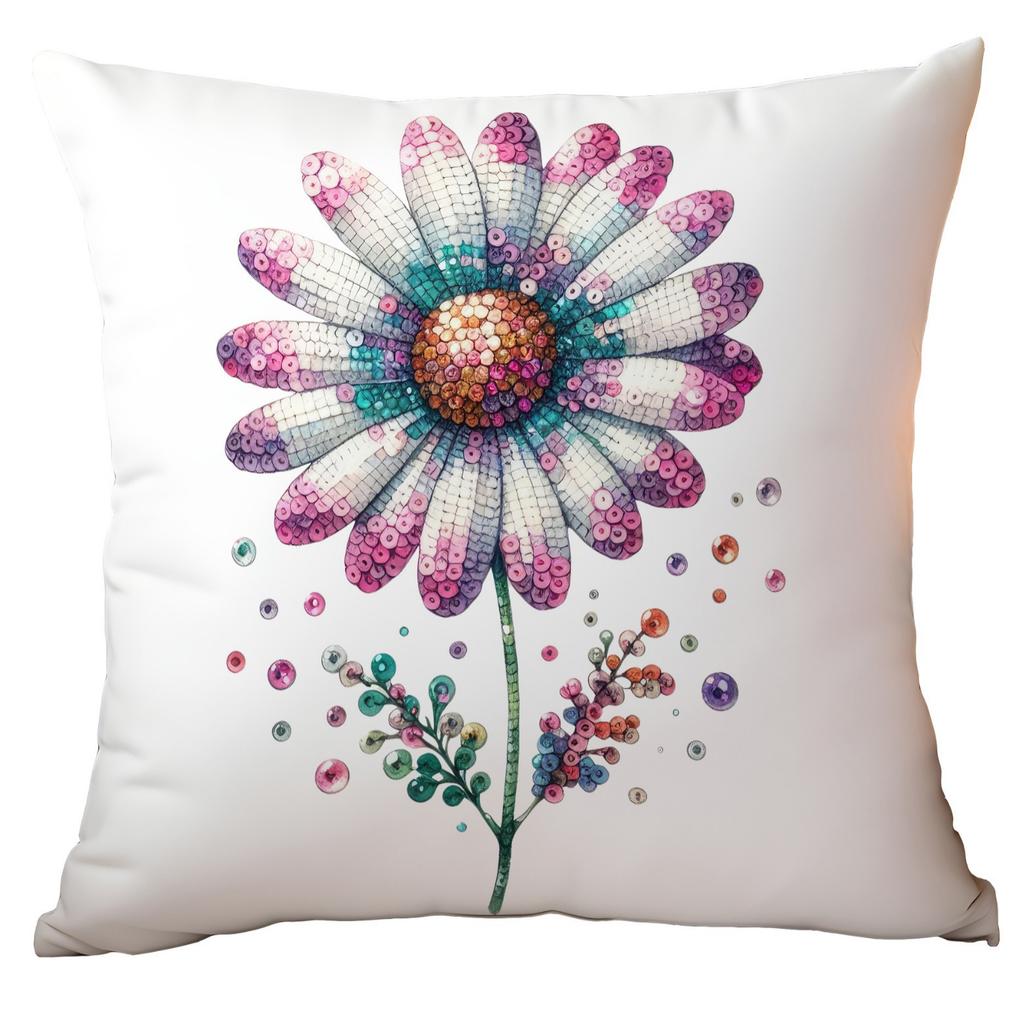 New Glitter Daisy Printed Pillowcase Light Luxury Floral Home Living Room Sofa Cushion Pillowcase
