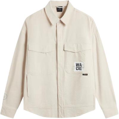 Wade Series Lightweight Letter Print Loose Polo Shirt Men Shirts Oatmeal-Gray AFDU213-6