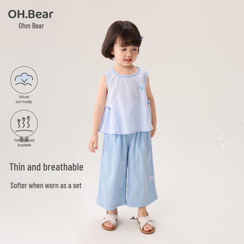 Ombear Girls  Thin Summer Sleeveless Top & Shorts Set 120