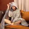 Cute Cartoon Office Cloak Shawl Nap Quilt Winter Home Lunch Break Thick Hooded Cloak Shawl Quilt Button Cloak Quilt
