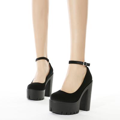 New Spring Autumn Casual High-heeled Shoes Sexy Ruslana Korshunova Thick Heels Platform Pumps Black944