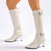 Women's Knee High Boots Temperament Pointed-toe Slimming Long Tube Boots Fashion Belt Buckle Designer Women's High-heeled Boots