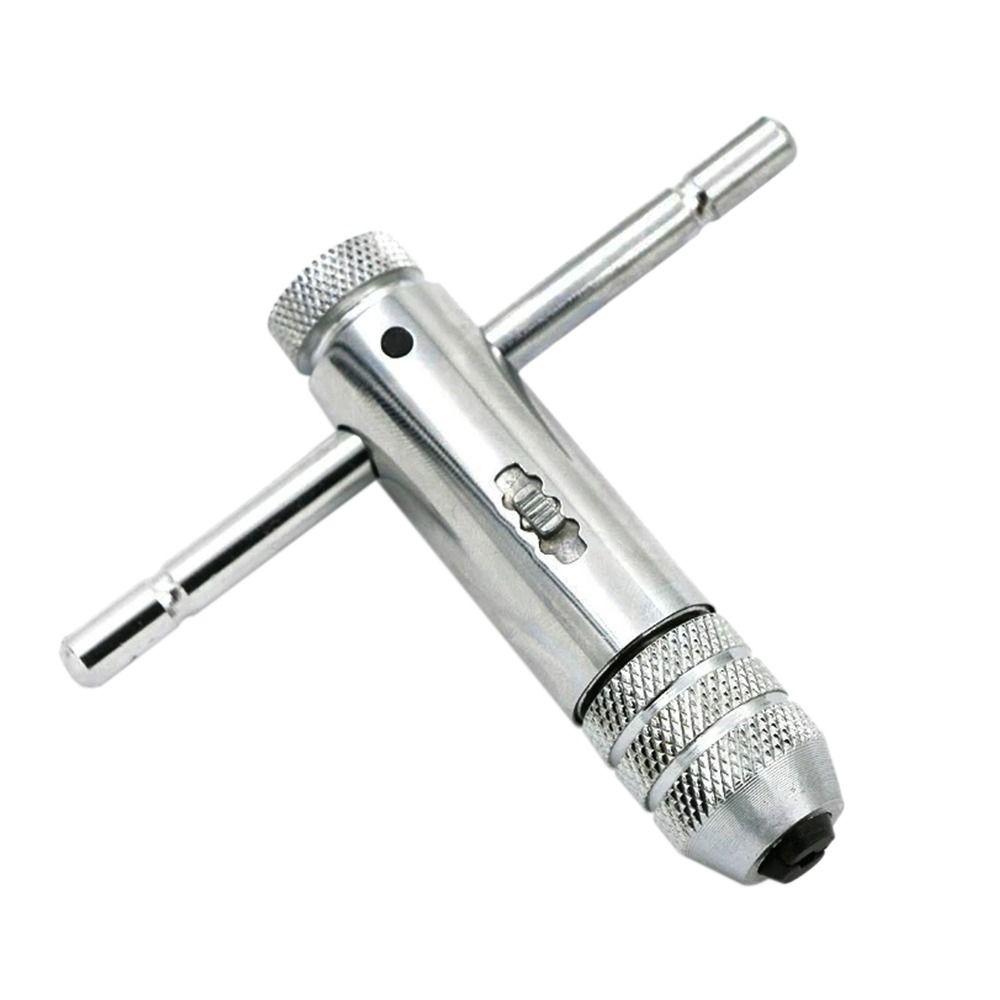 New T-Handle Machinist Tool Ratchet Tap Holder Wrench Adjustable Wrench M3-M8 Machine Screw Silver
