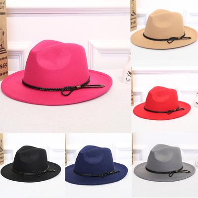 Women's Crushable Wool  Outback Hat Panama Hat Wide  with Belt